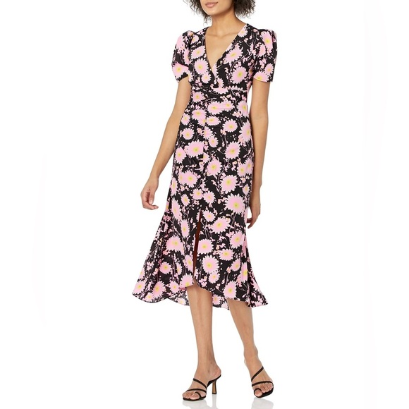 NWT Likely Mylene Ruched Floral High-Low Midi Dress Size 2 $238 - Picture 3 of 8